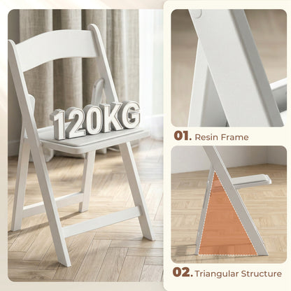 Chaises pliantes rembourrées en résine, lot de 4