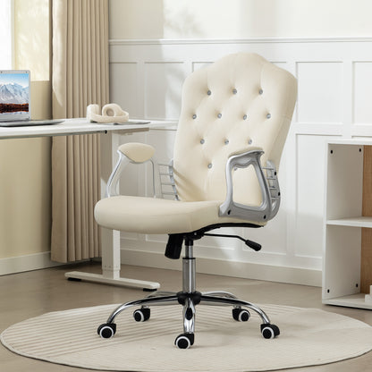 Chaise de bureau velours capitonnée réglable pivotante