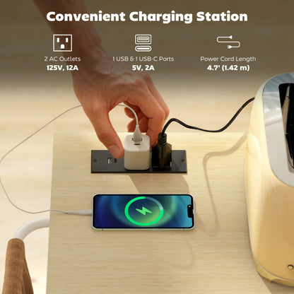 Îlot de cuisine sur roulettes avec station de recharge
