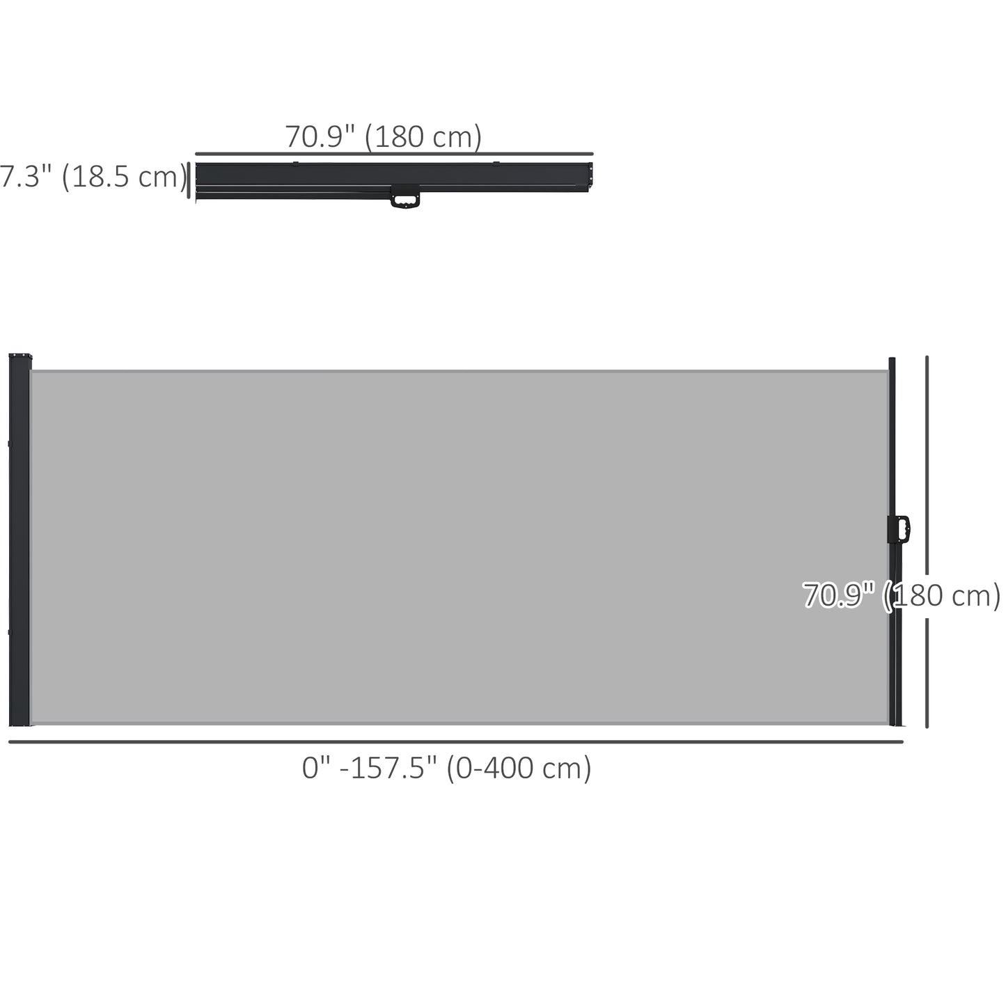 Auvent rétractable latéral 4m x 1,8m pour terrasse