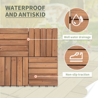 Dalles de terrasse en bois emboîtables — ensemble de 27