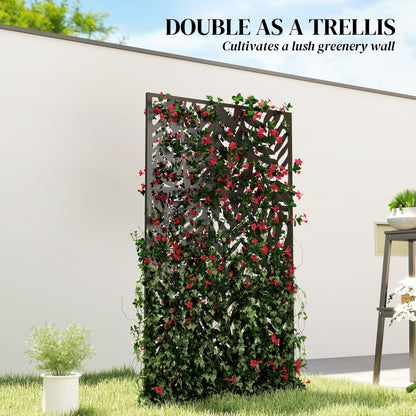 Outsunny 183x96cm Metal Outdoor Privacy Screen - Black
