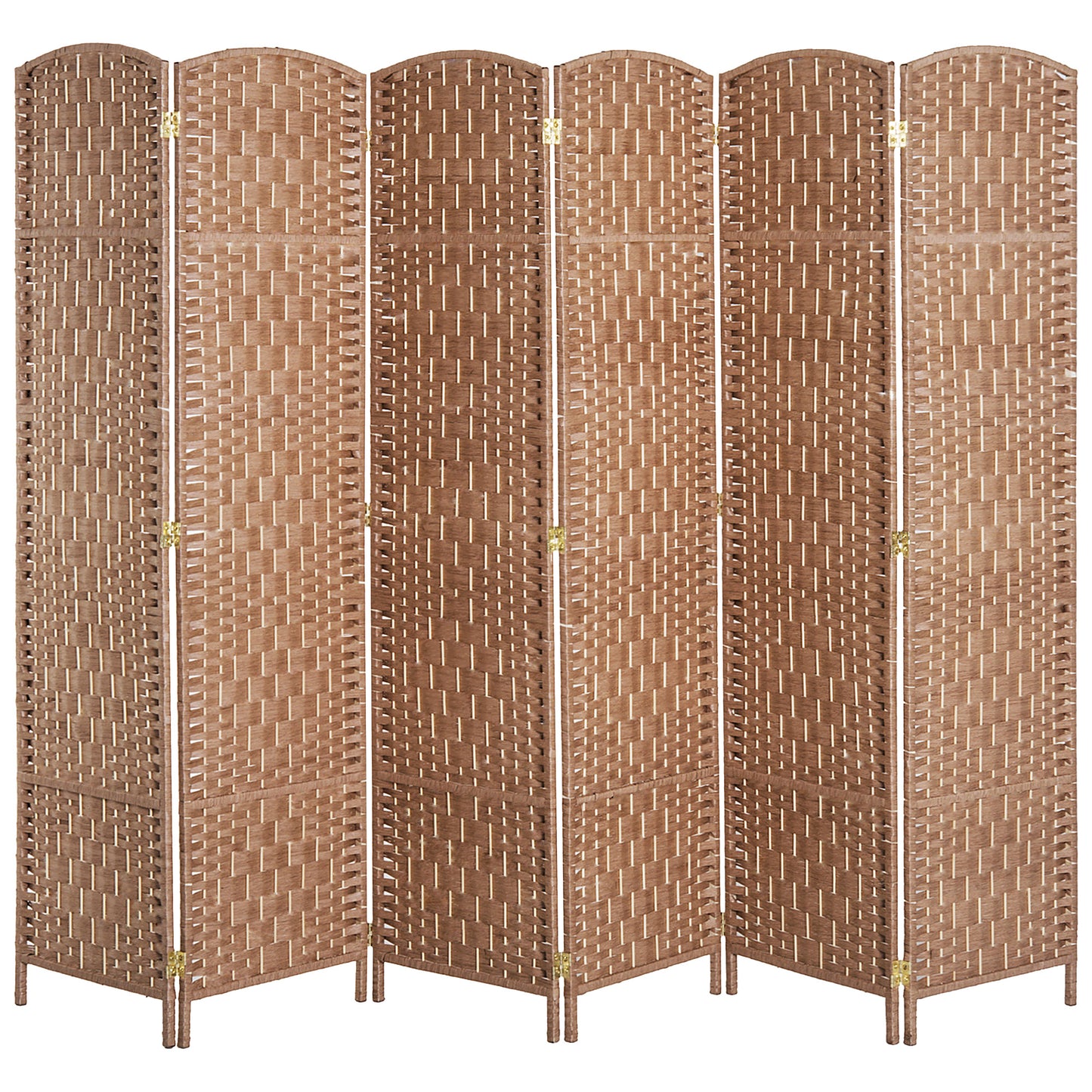 Paravent pliable 4 panneaux cadre bois tressé