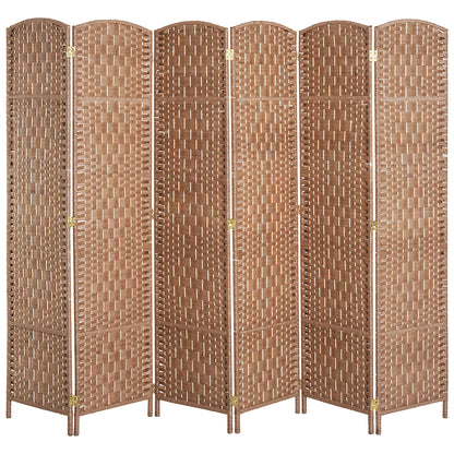 Paravent pliable 4 panneaux cadre bois tressé