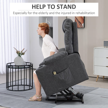 Fauteuil releveur électrique en similicuir avec porte-gobelets