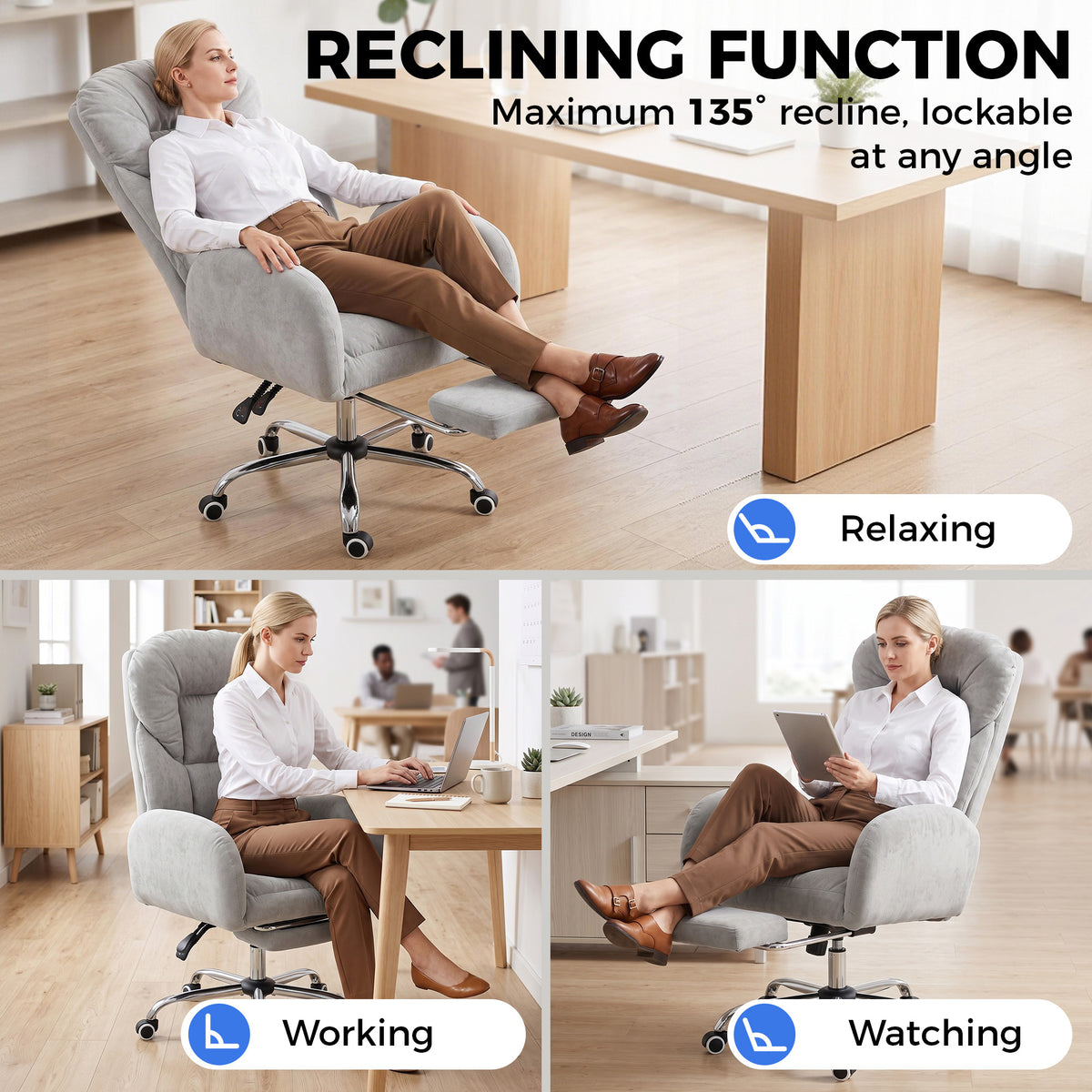 Chaise de bureau ergonomique avec repose-pieds