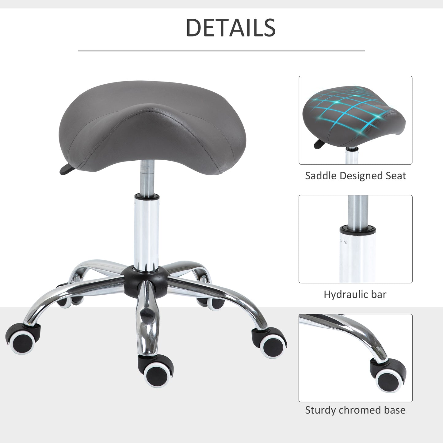 Tabouret selle ergonomique à roulettes réglable