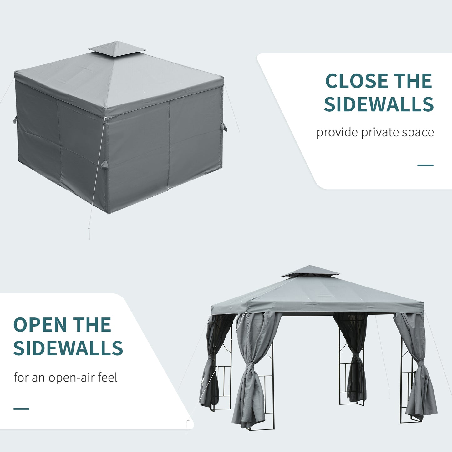 Gazebo de patio toit double 3 x 3 m