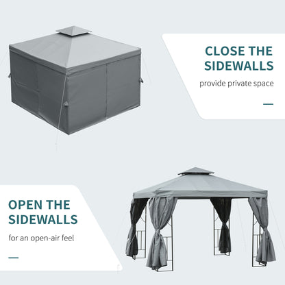 Gazebo de patio toit double 3 x 3 m