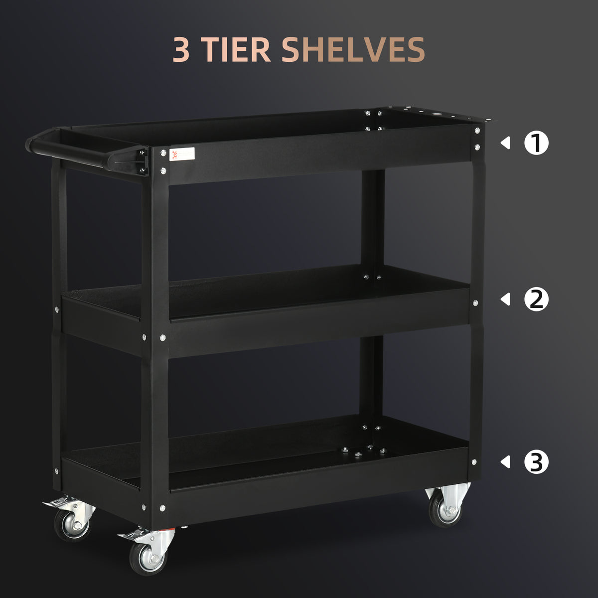 Chariot d'outils roulant 3 étages capacité 330 lb