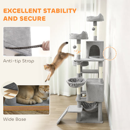 Arbre à chat multi-niveaux 192 cm avec 8 griffoirs