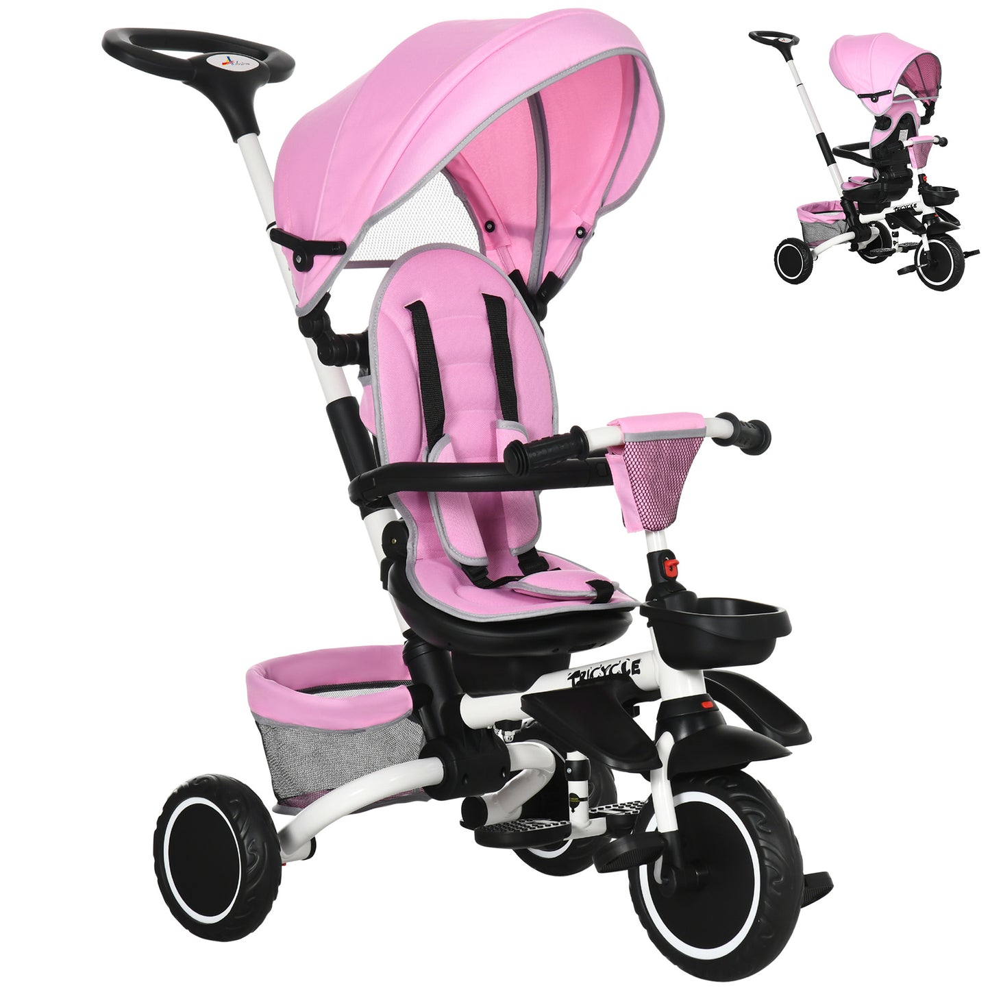 Tricycle évolutif 6-en-1 convertible poussette vélo enfant