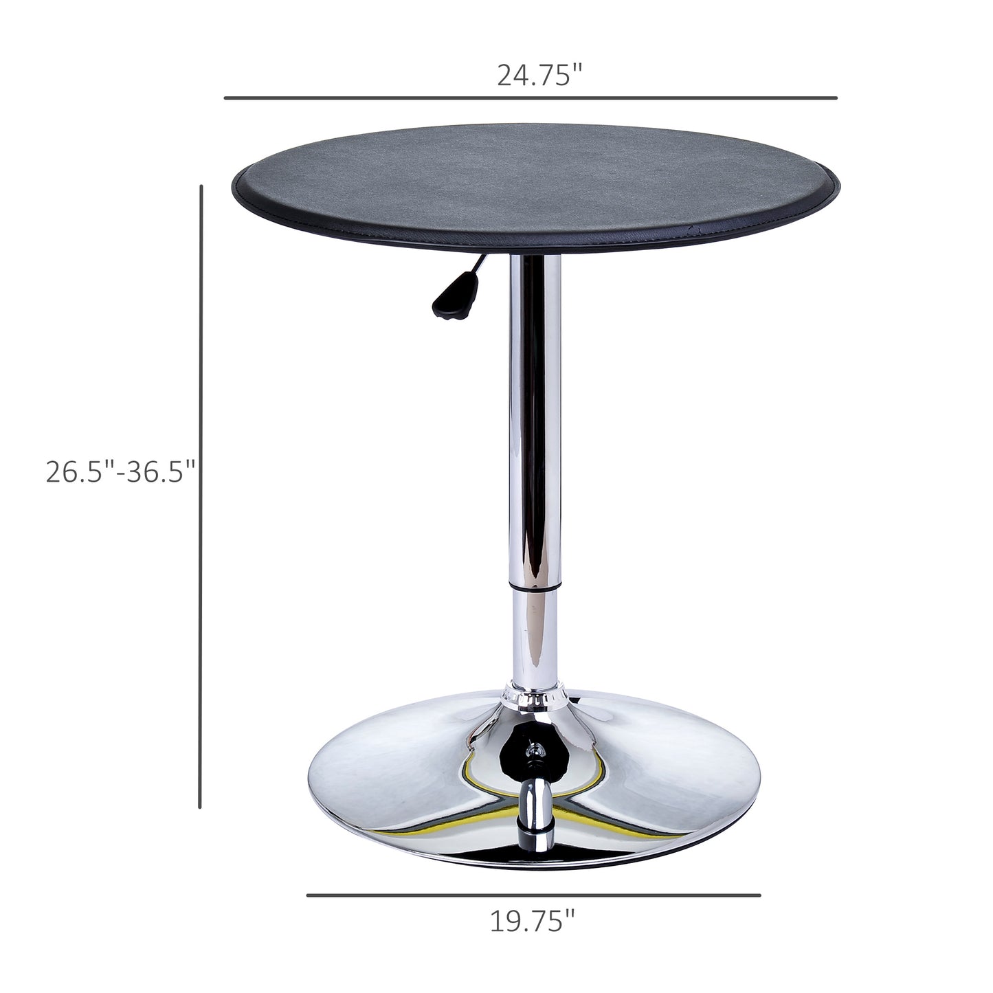 Table de bar ronde hauteur ajustable dessus simili cuir