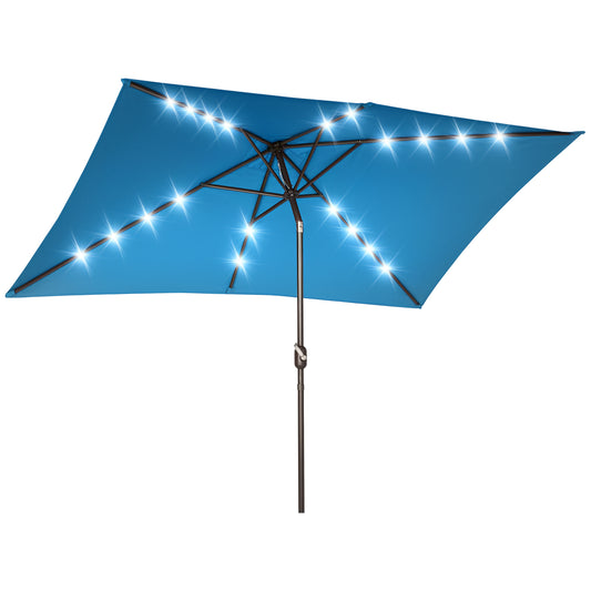Parasol de Patio 195x295cm avec Éclairage Solaire LED - Aosom