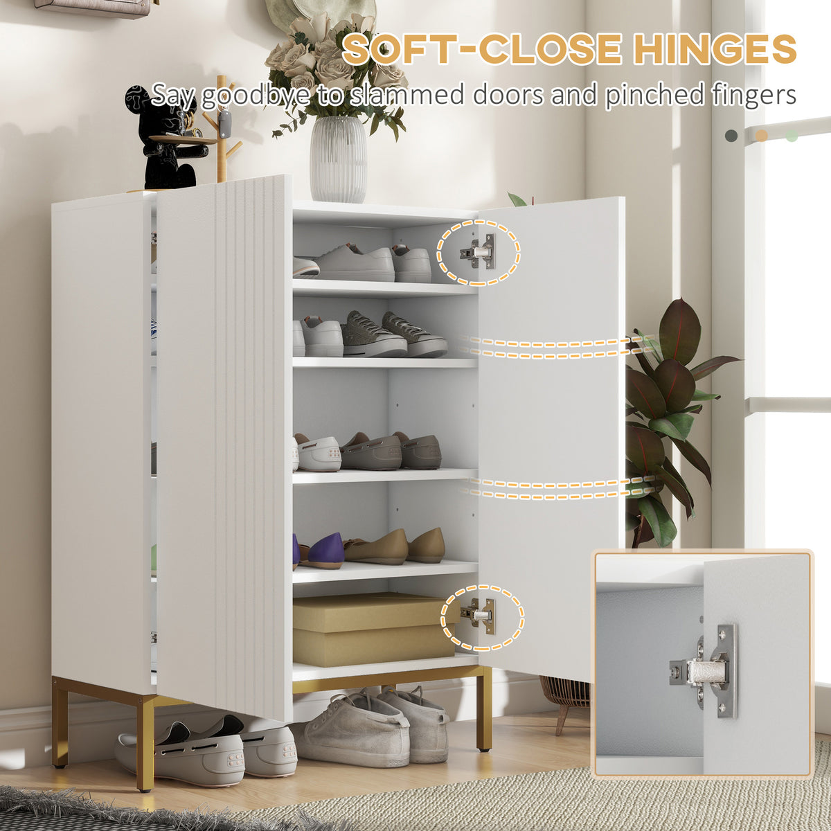 Meuble à chaussures de rangement avec étagères réglables