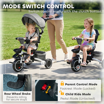 Tricycle évolutif 6-en-1 convertible poussette vélo enfant