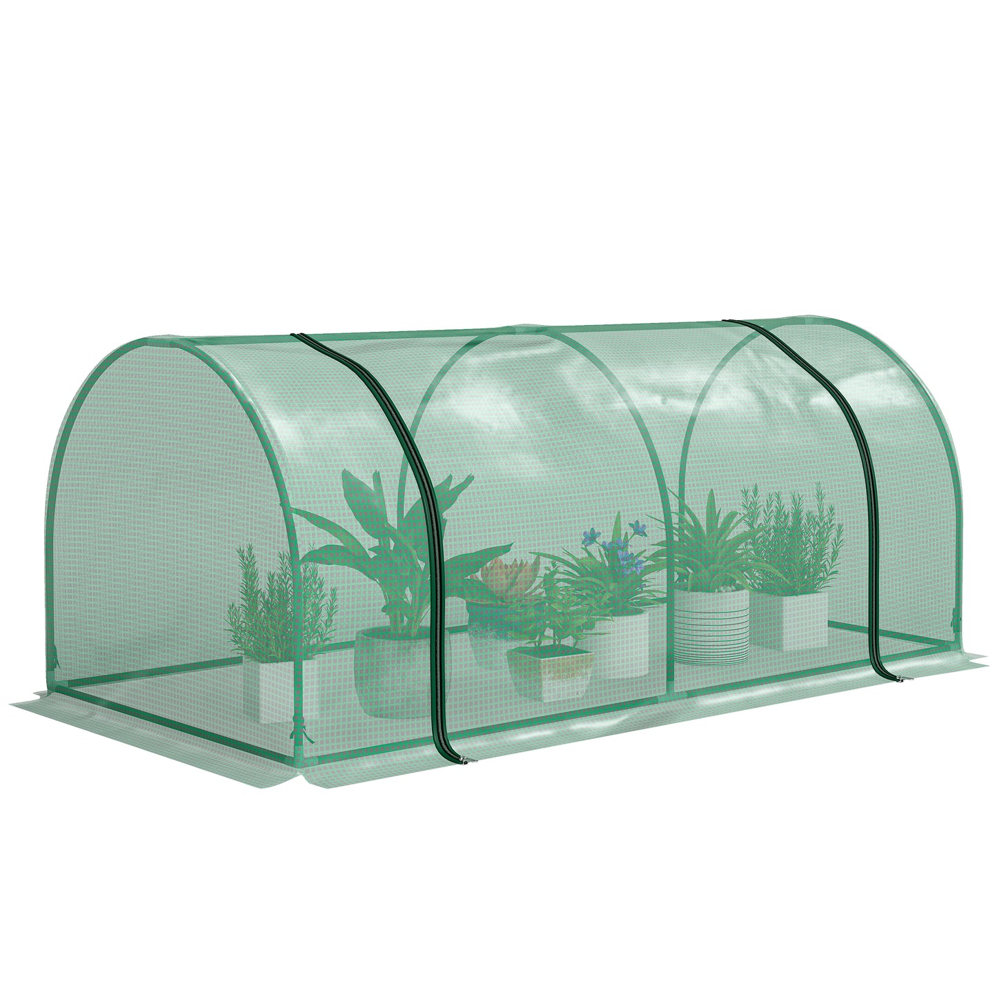 Outsunny 2m x 1m x 0.8m Tunnel Greenhouse - Portable with Zippered Doors