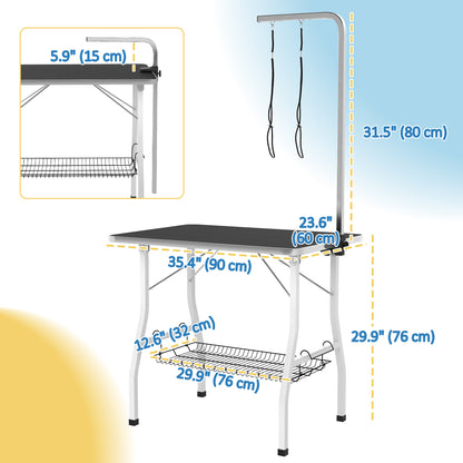 Table toilettage chien bras ajustable plateau caoutchouc