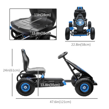 Kart à Pédales Aosom pour Enfants - Cadre Acier avec Freins