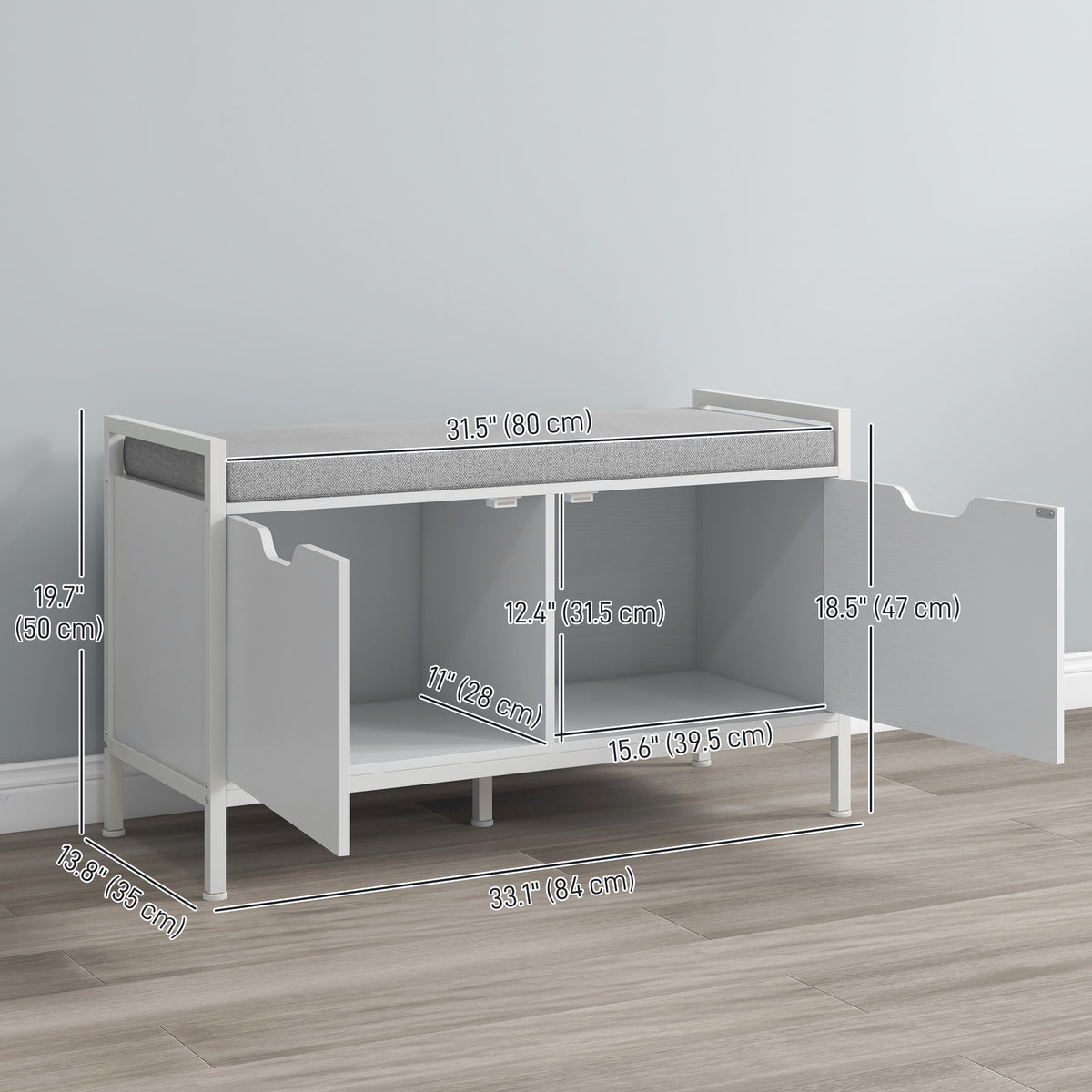 Banc de rangement pour chaussures capitonné