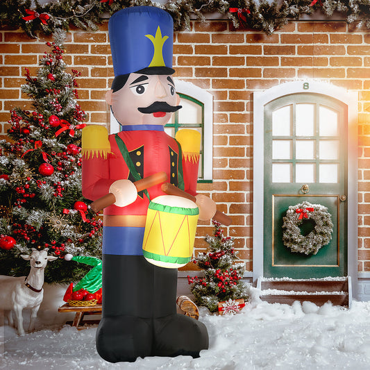 Soldat casse-noisette gonflable de Noël 244 cm avec DEL