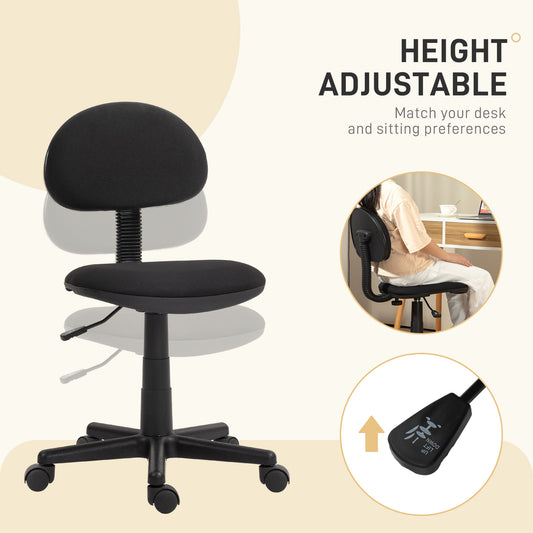 Chaise de bureau sans accoudoirs pivotante bas du dos