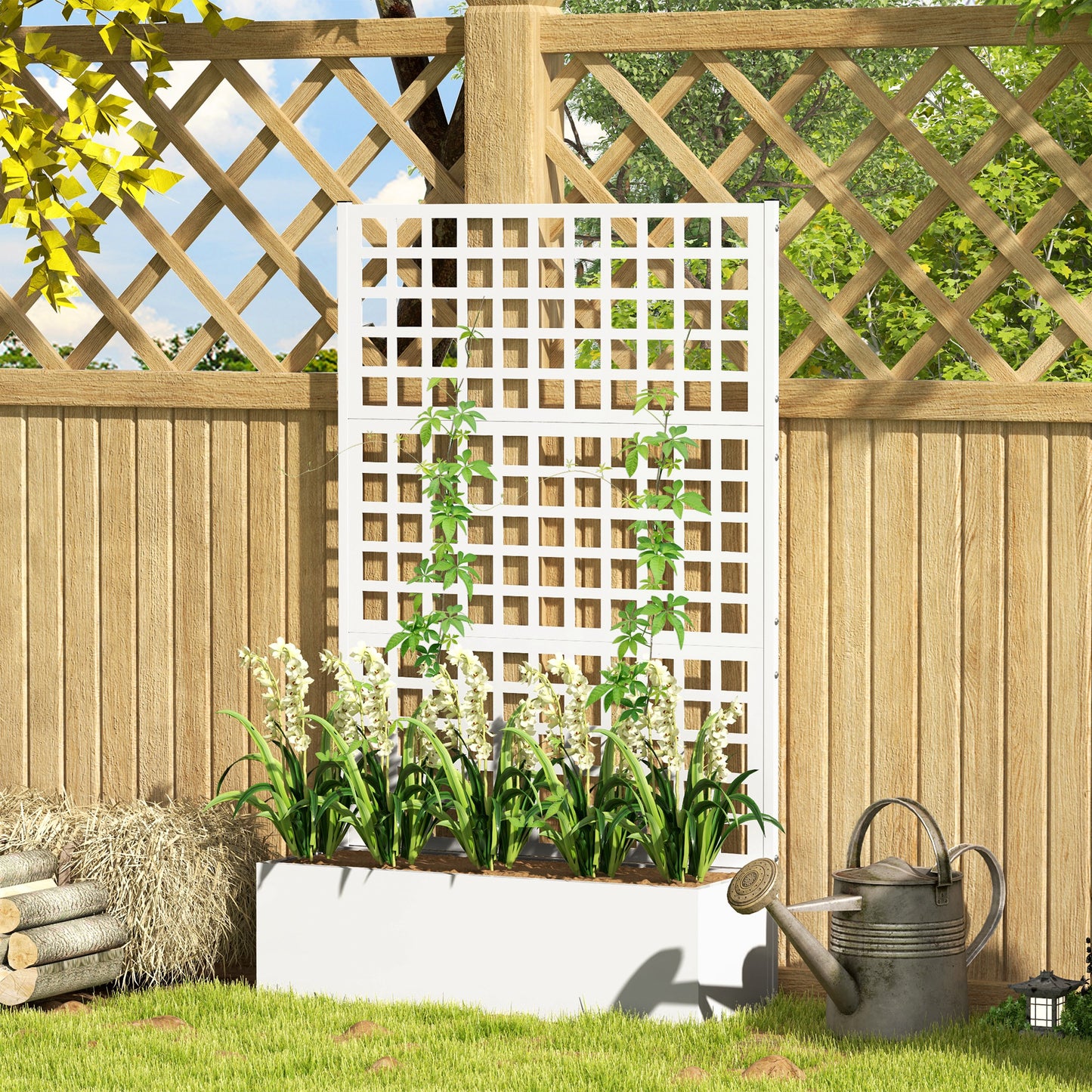 Bac de jardinage surélevé avec treillis 109 x 41 x 178 cm