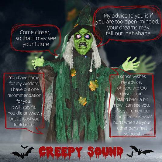 Sorcière Halloween animée 180 cm capteur mouvement son