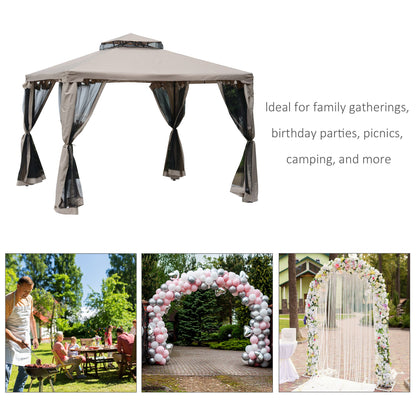 Gazebo patio toit double moustiquaire 2,9m x 2,9m
