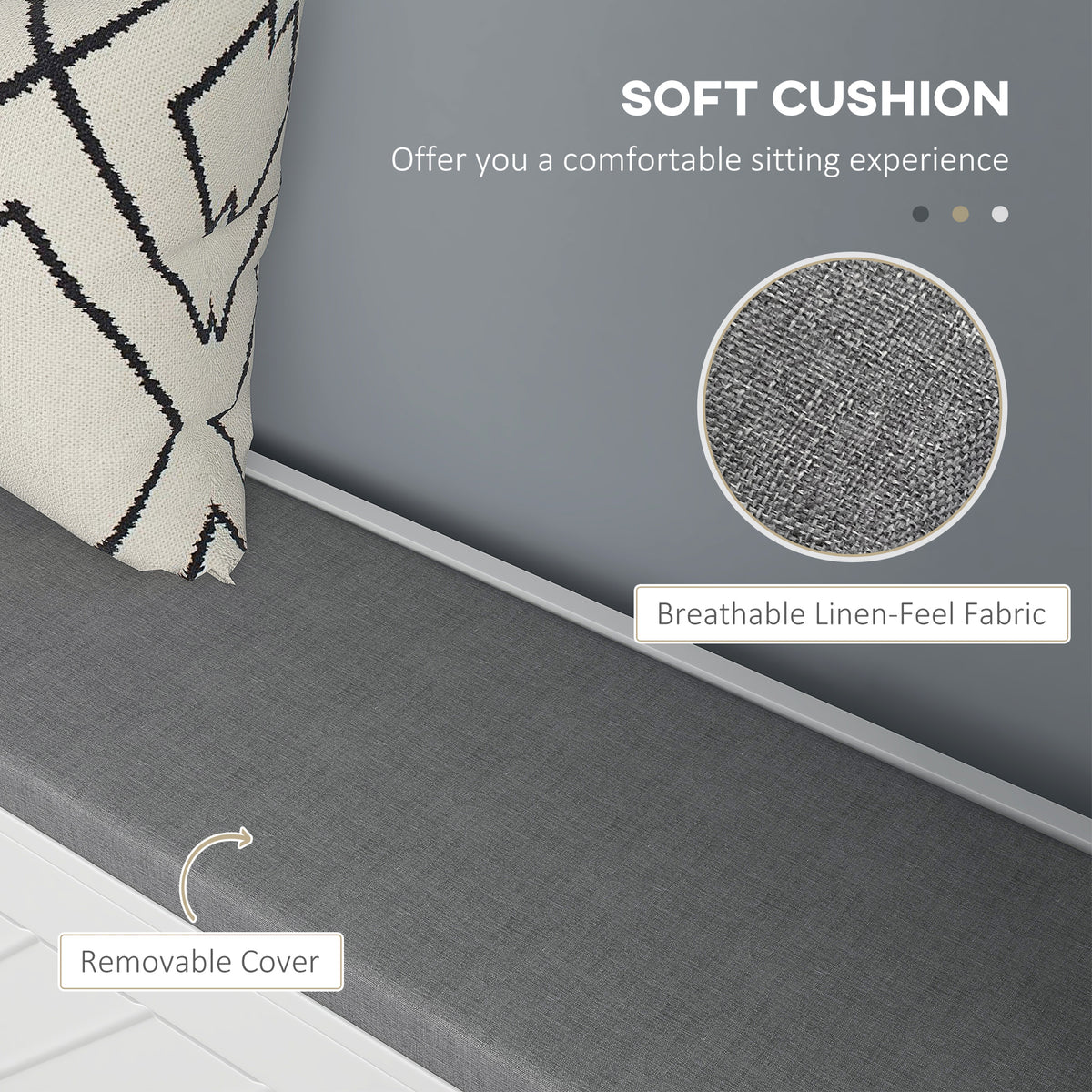 Banc de rangement à chaussures avec coussin