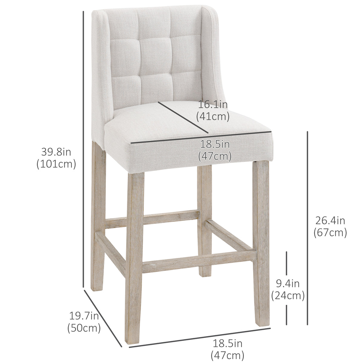 Tabourets de comptoir tufetés ensemble de 2