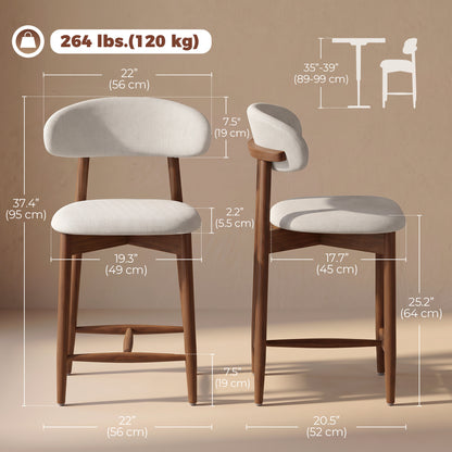 Tabourets de bar mi-siècle dossier incurvé — Lot de 2
