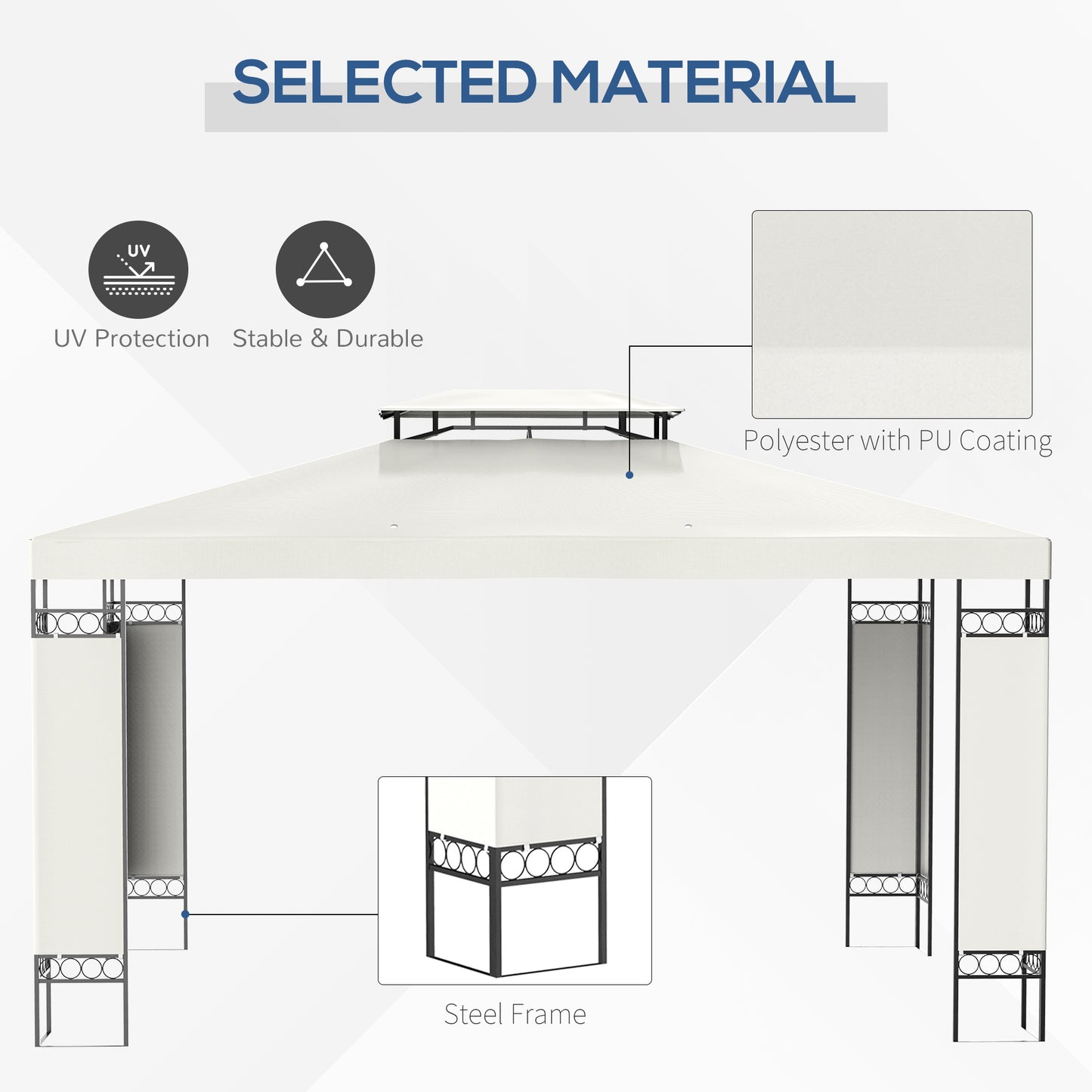 Gazebo extérieur double toit 305 x 396 cm