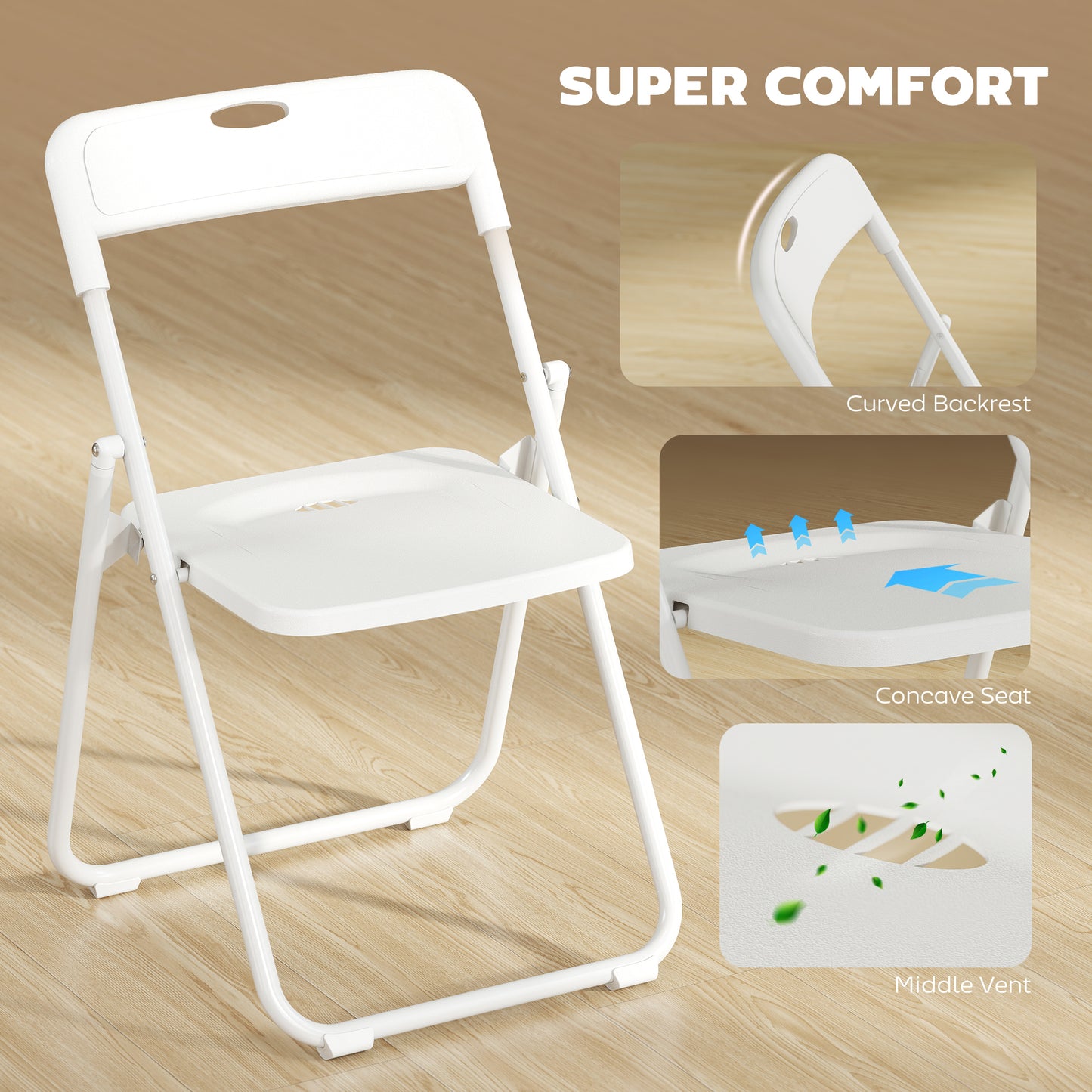 Chaises pliantes en plastique avec cadre en acier — lot de 6