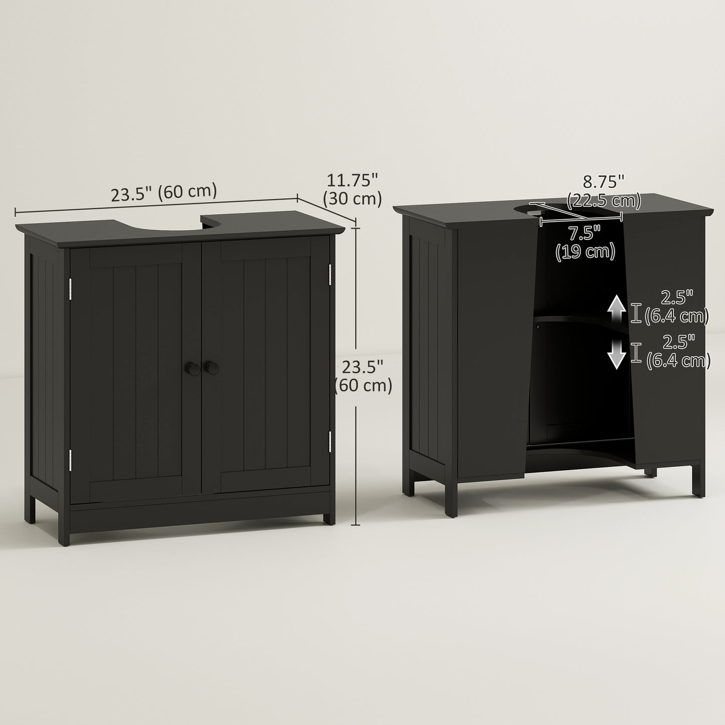 Meuble-lavabo sous évier avec 2 portes et tablette