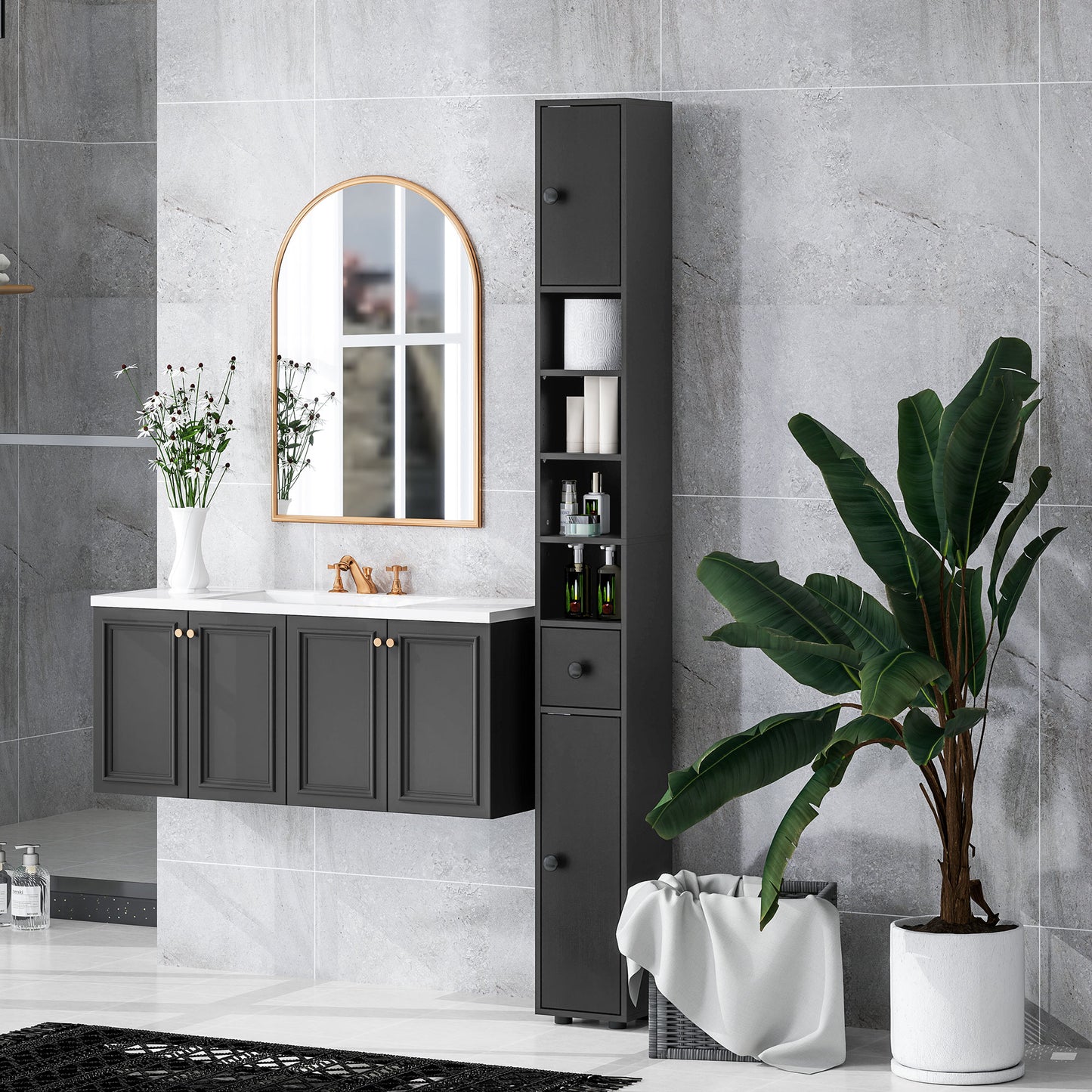 Armoire de salle de bain haute autoportante