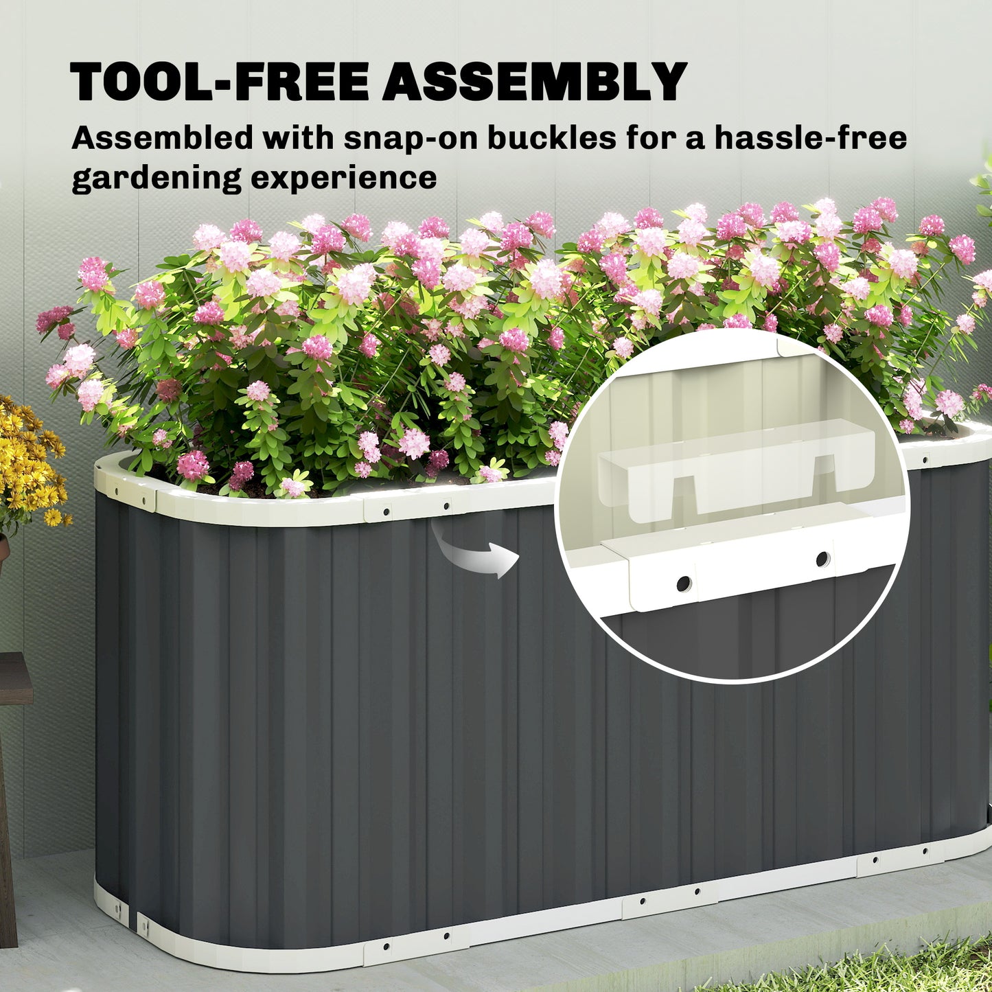 Outsunny 61cm Deep Raised Garden Bed - 220cm Galvanized Steel