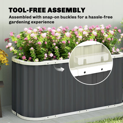 Outsunny 61cm Deep Raised Garden Bed - 220cm Galvanized Steel