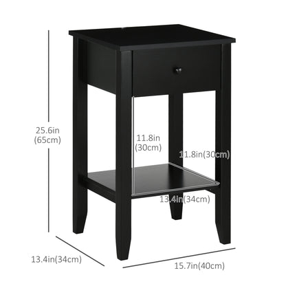Tables de chevet 2 tiroirs et tablette inférieure — ensemble de 2
