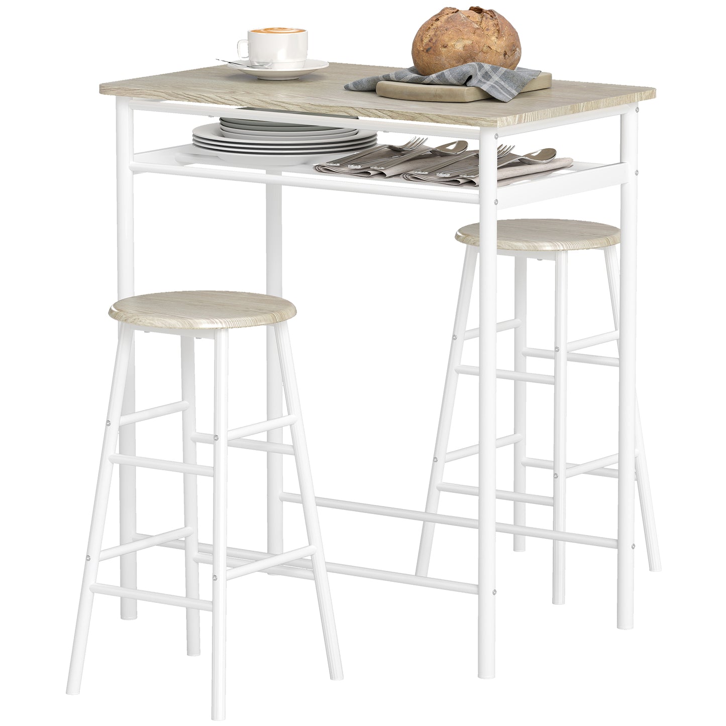 Ensemble comptoir 3 pièces avec table et tabourets