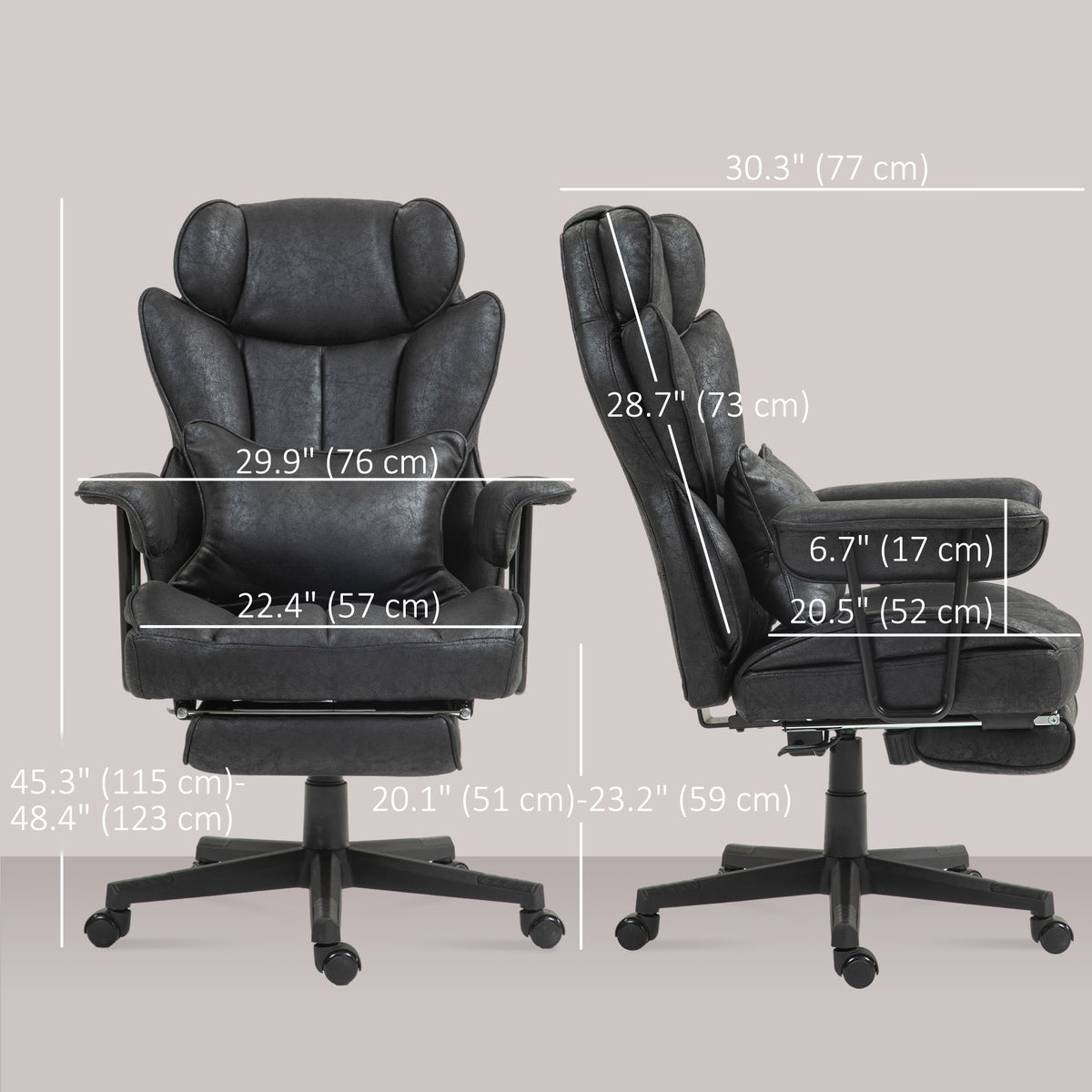 Chaise de bureau ergonomique grand format avec repose-pieds