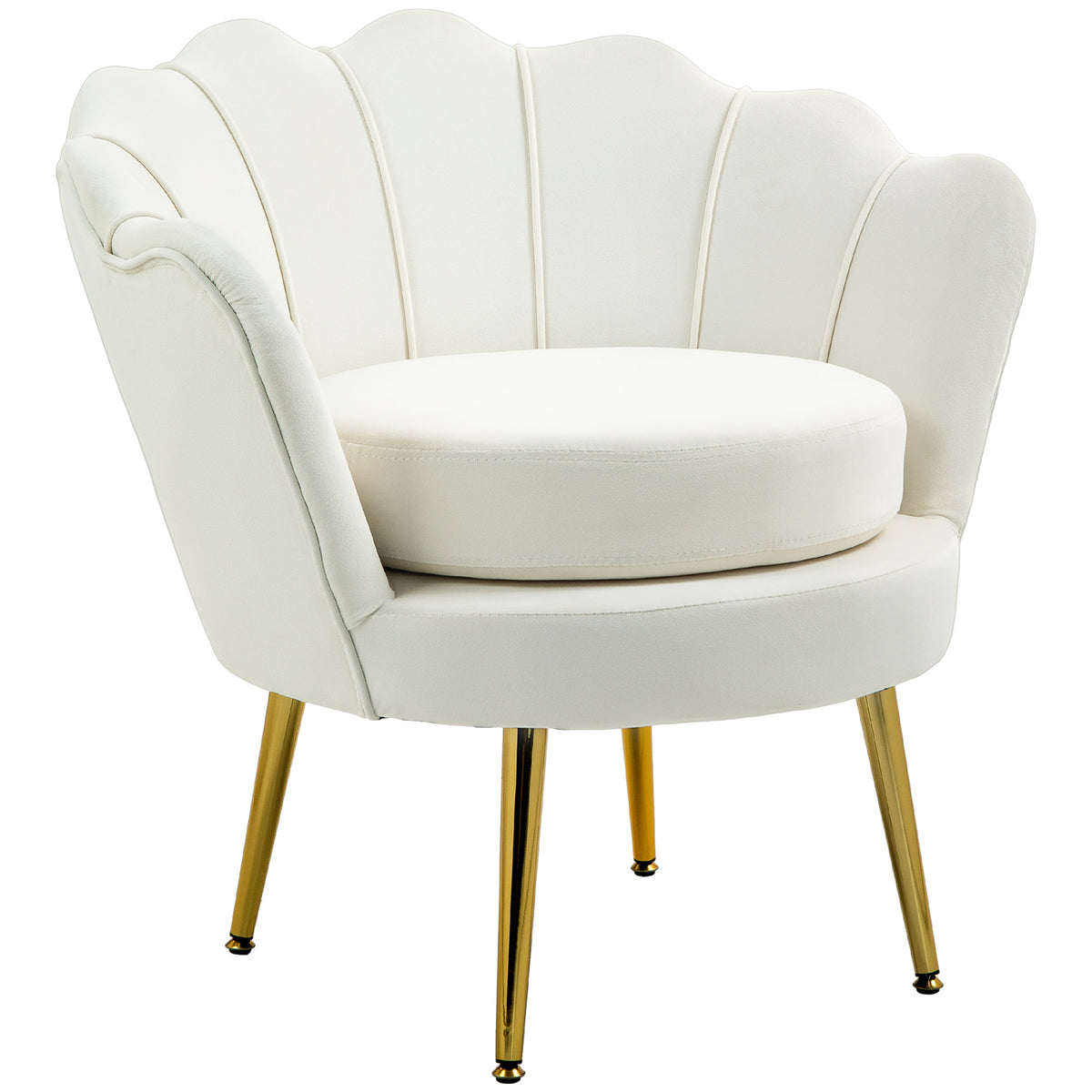 Fauteuil d'appoint en velours pattes métalliques