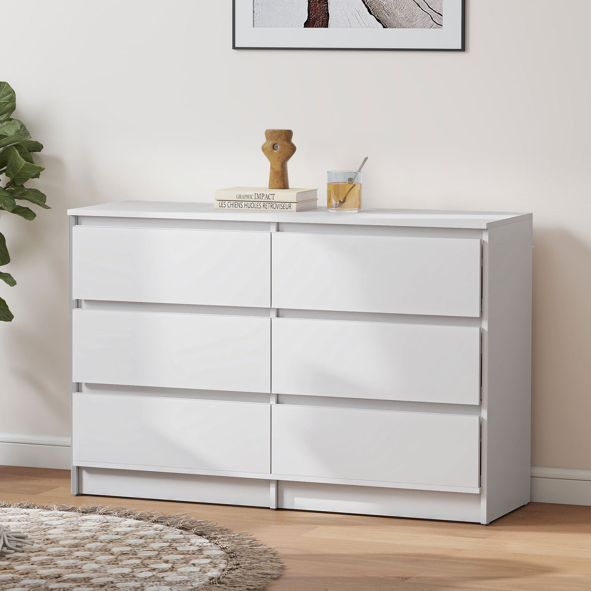 Commode moderne six tiroirs pour chambre et salon