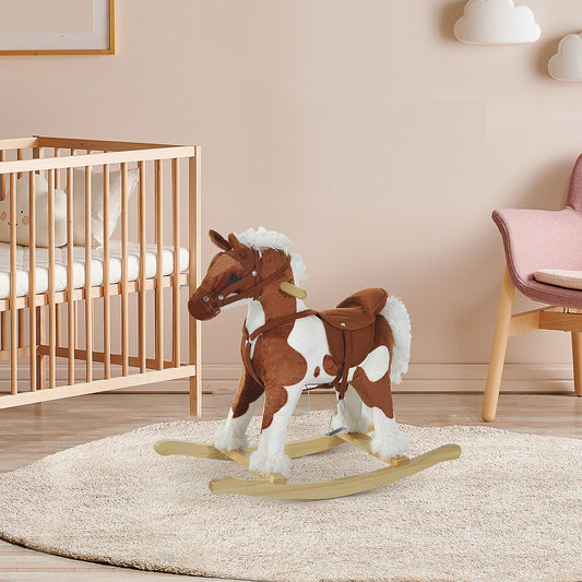 Cheval à bascule pour enfants en peluche avec sons