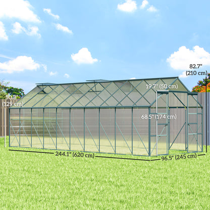 Serre de jardin aluminium polycarbonate avec gouttière 16' x 8'