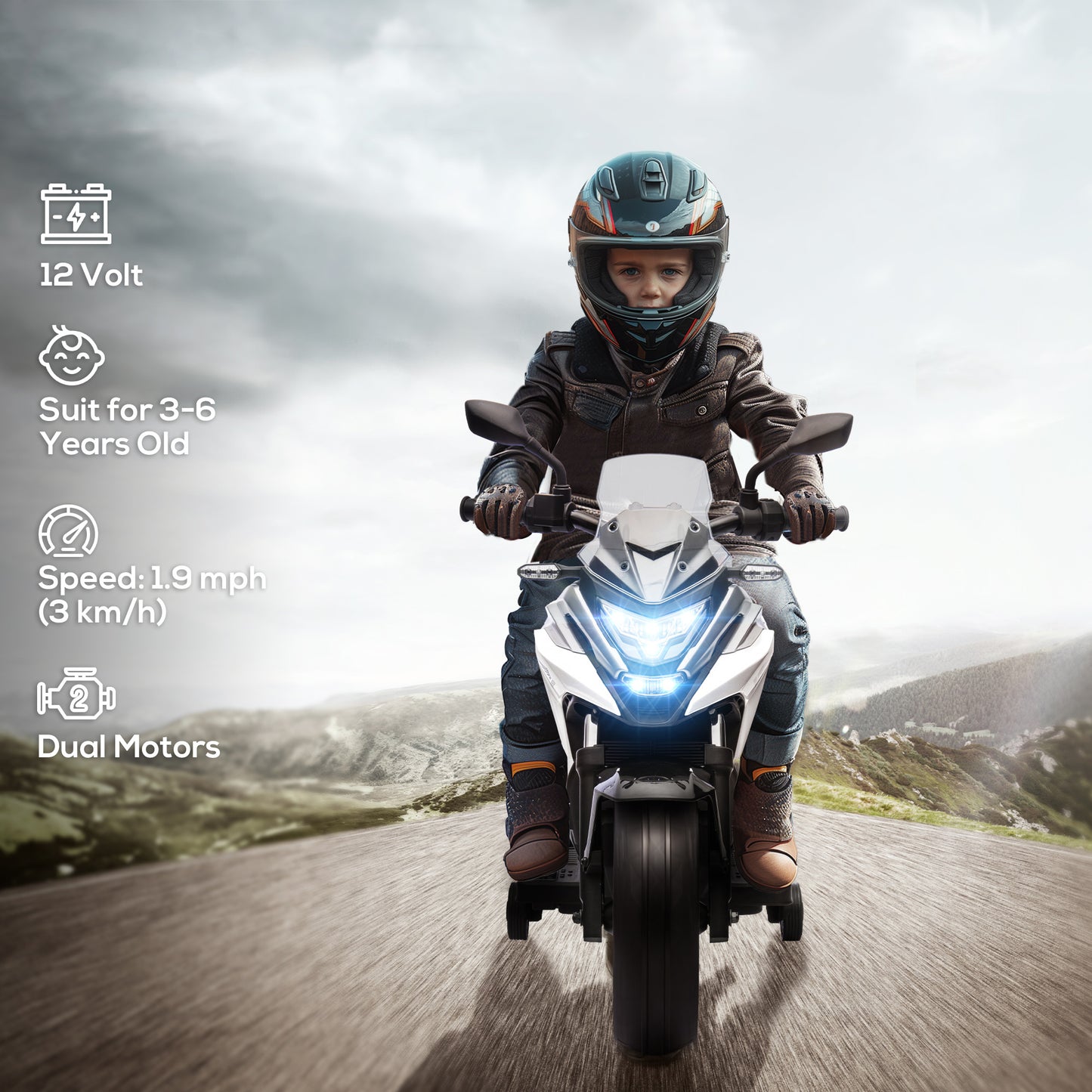 Moto électrique Honda 12V pour enfants avec phares