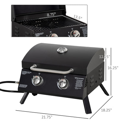 BBQ au propane portable 2 brûleurs pattes pliantes