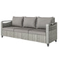 Outsunny 3-Seater Outdoor Woven Rattan Sofa with Grey Cushions