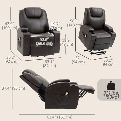 Fauteuil releveur électrique à dossier haut en similicuir