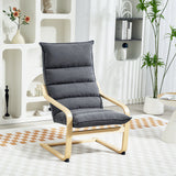 Fauteuil accent velours dossier haut pieds bouleau